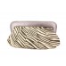 Evening Bag - Pleated Zebra Print w/ Leather Like Frame - Gray - BG-92089GY